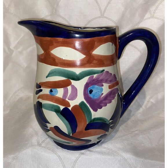 Tonala Vasquez Mexico Abstract Pattern Large Pitcher Jug Talavera - Picture 1 of 10